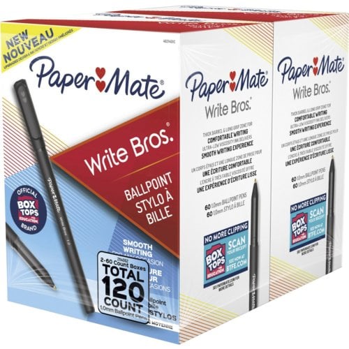 Paper Mate Write Bros. 1mm Black Ballpoint Stick Pens - 120/Box (2096479)