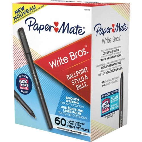 Paper Mate Write Bros. 1mm Ballpoint Black Stick Pens - 60/Box (4621401C)
