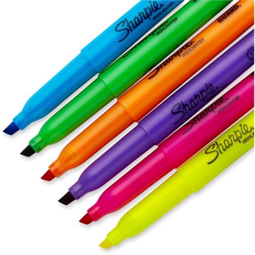Sharpie Chisel Tip Highlighters (Smear Guard, Asstd. Colors, 24/Pack) - 1761791