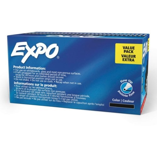 Expo Low-Odor Dry-Erase Black Fine Tip Markers - 36/Pack (1921062)