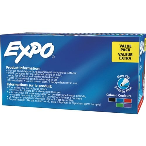 EXPO Low-Odor Dry-erase Markers (Fine Point, Asstd. Colors) - 36/Pack (2003893)