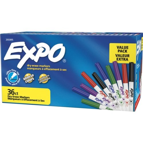 EXPO Low-Odor Dry-erase Markers (Ultra-Fine Chisel Point, Asstd. Colors) - 36/Pack (2003895)