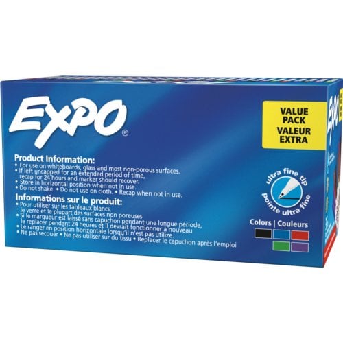 EXPO Low-Odor Dry-erase Markers (Ultra-Fine Chisel Point, Asstd. Colors) - 36/Pack (2003895)
