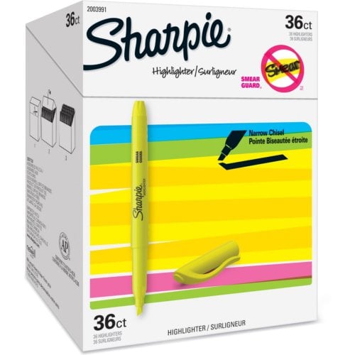 Sharpie Chisel Point Highlighters (Fluorescent Yellow) - 36/Box (2003991)
