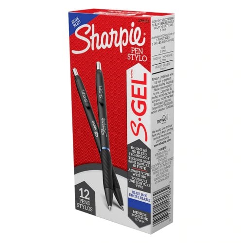 Sharpie Blue S-Gel Pens (.7mm Tip, Retractable) - 1 Dozen (2096152)