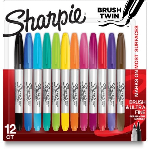 Sharpie Brush Twin Tip Permanent Markers - 12pk