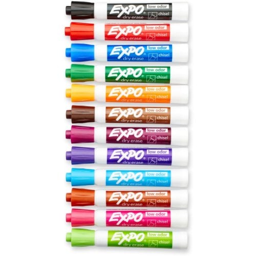 EXPO Low-Odor Dry-Erase Markers (Chisel Point, Asstd. Colors) - 16/Set (81045)
