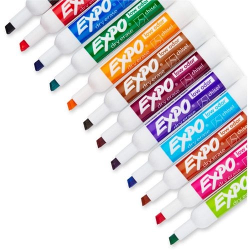 EXPO Low-Odor Dry-Erase Markers (Chisel Point, Asstd. Colors) - 16/Set (81045)