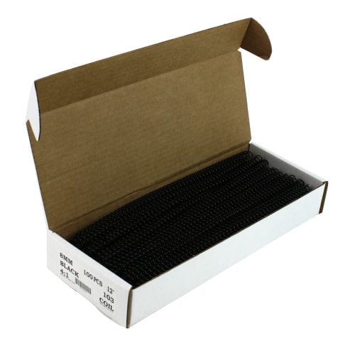 8mm Black 4:1 Pitch Spiral Binding Coil - 100pk