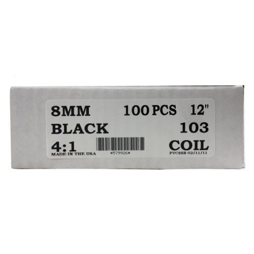 8mm Black 4:1 Pitch Spiral Binding Coil - 100pk