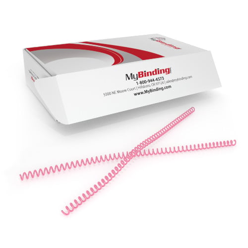 8mm Pink 4:1 Pitch Spiral Binding Coil - 100pk