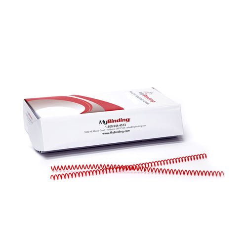 8mm Red 4:1 Pitch Spiral Binding Coil - 100pk