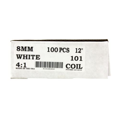 8mm White 4:1 Pitch Spiral Binding Coil - 100pk