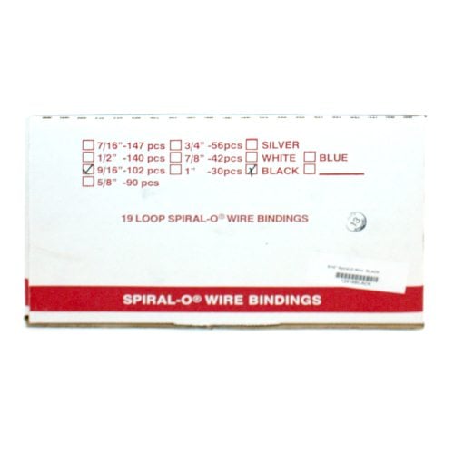 9/16" Black Spiral-O 19 Loop Wire Binding Combs - 100pk