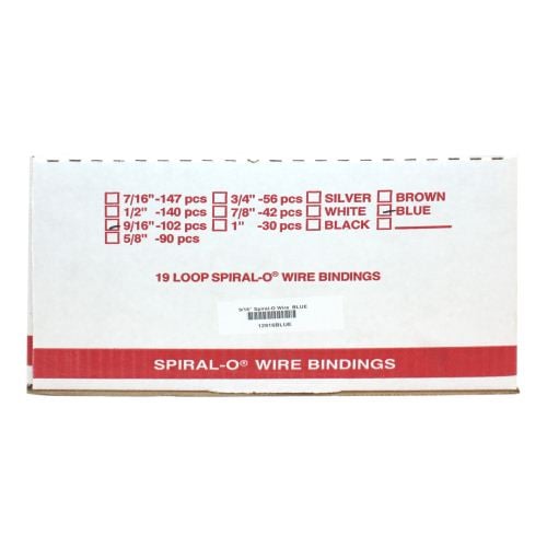9/16" Blue Spiral-O 19 Loop Wire Binding Combs - 100pk