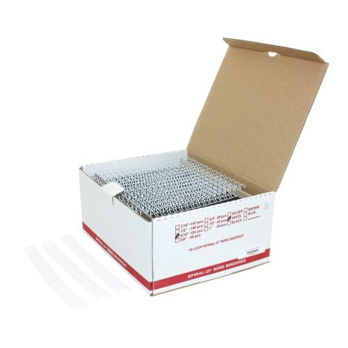 9/16" White Spiral-O 19 Loop Wire Binding Combs - 100pk