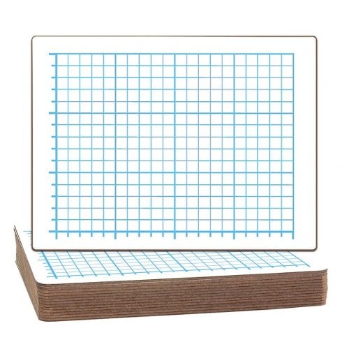9" x 12" Quadrant Grid/Plain Two-Sided Dry Erase Lap Boards - 12pk