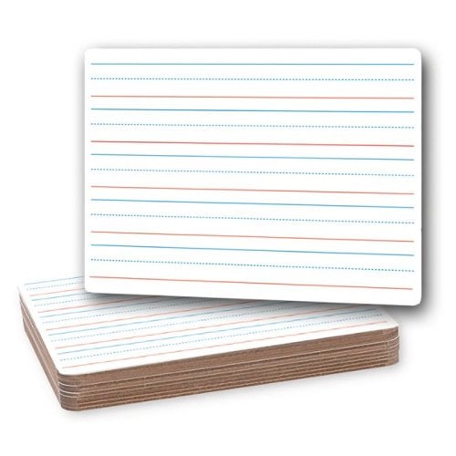 9" x 12" Red and Blue Lined/Plain Two-Sided Dry-Erase Lap Boards - 12pk