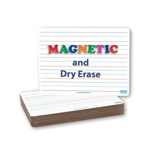 9" x 12" Red and Blue Lined/Plain Two-Sided Magnetic Dry-Erase Lap Boards