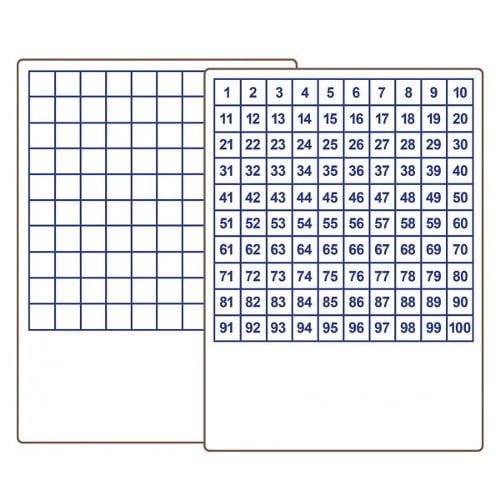 9" x 12" Two-Sided Dry-Erase Classroom Lap Boards with Printed Hundreds Grid - 12pk