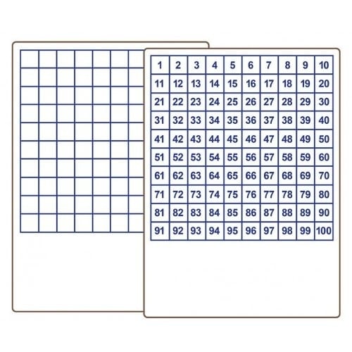9" x 12" Two-Sided Dry-Erase Classroom Lap Boards with Printed Hundreds Grid