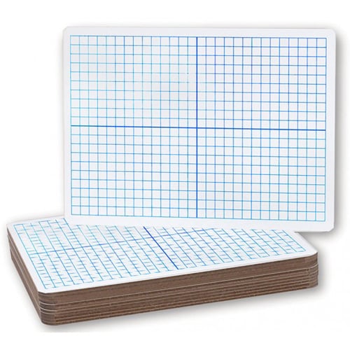 9" x 12" XY Axis Grid/Plain Two-Sided Dry Erase Lap Boards - 12pk