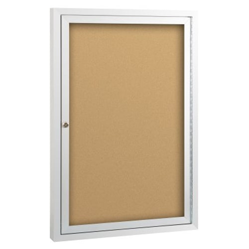 Best-Rite 3' x 2' Standard Natural Cork Bulletin Board Cabinet - 1 Hinged Door