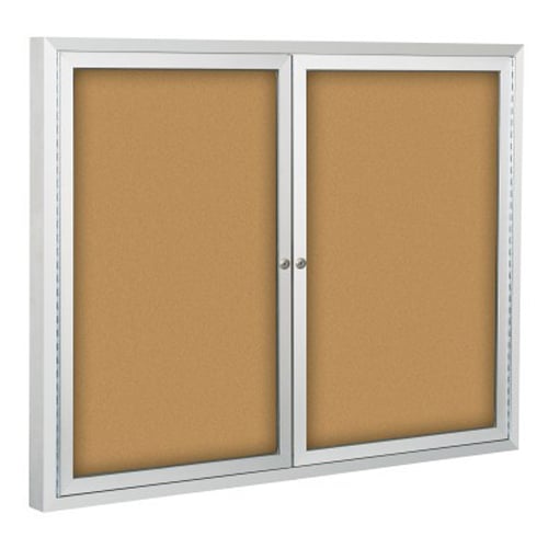 Best-Rite 4' x 6' Standard Natural Cork Bulletin Board Cabinet - 2 Hinged Doors