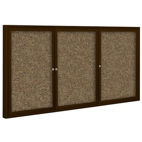 Best-Rite 36" x 72" 3- Door Indoor Enclosed Rubber-Tak Bulletin Board with Coffee Frame
