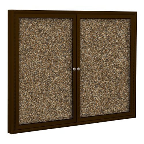 Best-Rite 36" x 48" 2- Door Indoor Enclosed Rubber-Tak Bulletin Board with Coffee Frame