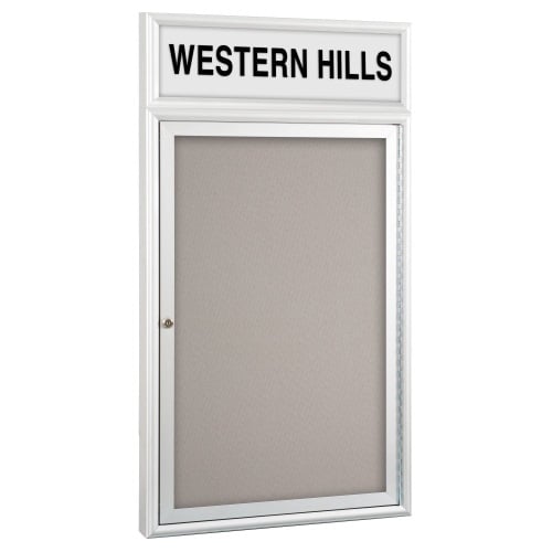 Best-Rite 36" x 36" 1-Door Outdoor Headline Enclosed Vinyl Bulletin Board with Silver Frame