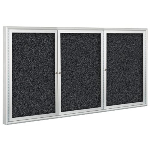 Best-Rite 36" x 72" 3- Door Outdoor Enclosed Rubber-Tak Bulletin Board with Silver Frame