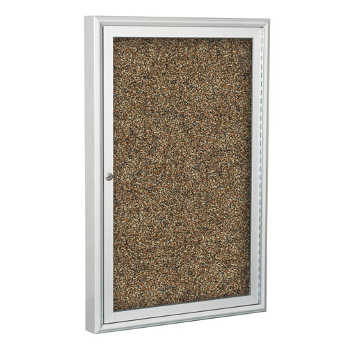 Best-Rite 36" x 36" 1- Door Indoor Enclosed Rubber-Tak Bulletin Board with Silver Frame