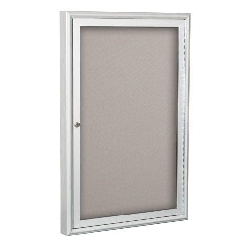Best-Rite 24" x 18" 1- Door Indoor Enclosed Vinyl Bulletin Board with Silver Frame