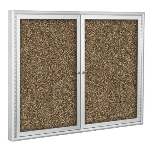 Best-Rite 36" x 48" 2- Door Indoor Enclosed Rubber-Tak Bulletin Board with Silver Frame