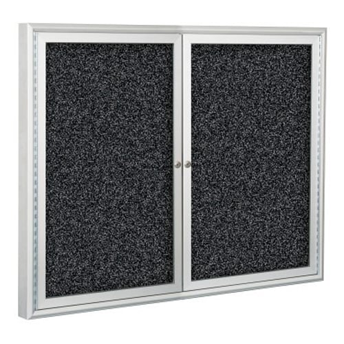 Best-Rite 2- Door Outdoor Enclosed Rubber-Tak Bulletin Board with Silver Frame