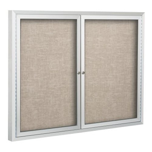 Best-Rite 4' x 4' Deluxe Fabric Bulletin Board Cabinet - 2 Hinged Doors
