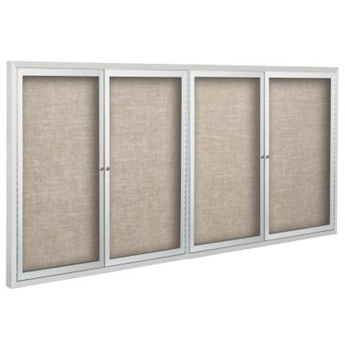 Best-Rite 4' x 10' Deluxe Fabric Bulletin Board Cabinet - 4 Hinged Doors
