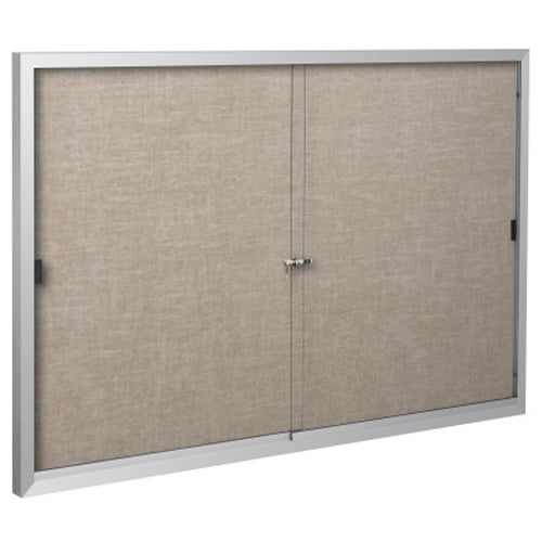 Best-Rite 4' x 6' Deluxe Fabric Bulletin Board Cabinet - 2 Sliding Doors