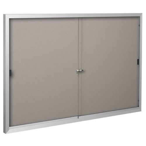 Best-Rite 4' x 6' Deluxe Vinyl Bulletin Board Cabinet - 2 Sliding Doors