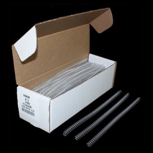 9mm Clear 4:1 Pitch Spiral Binding Coil - 100pk