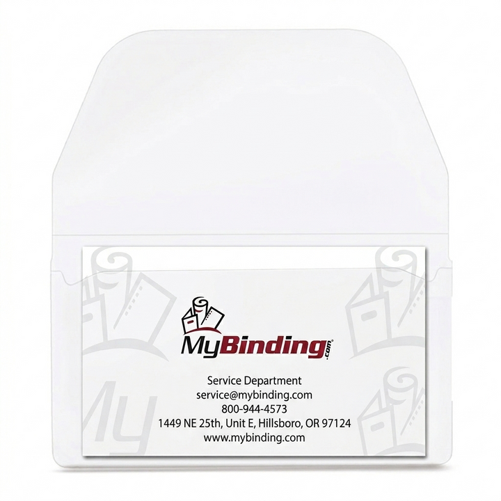 3-3/4" x 2-3/8" Business Card Crystal Clear Self-Adhesive Pockets with Flap (Top Load) - 1000pk
