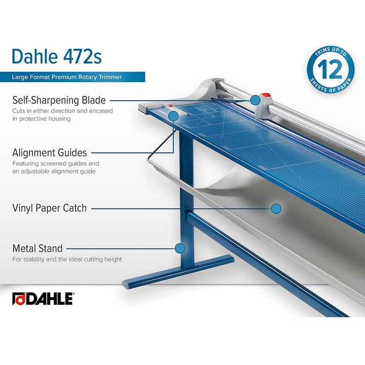Dahle Model 472S 72" Premium Rolling Trimmer With Stand