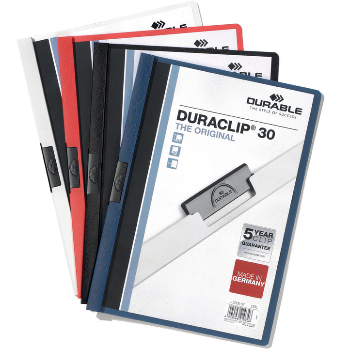 DURABLE DURACLIP Report Covers - Clear Front & Black Back 30 Sheet Capacity