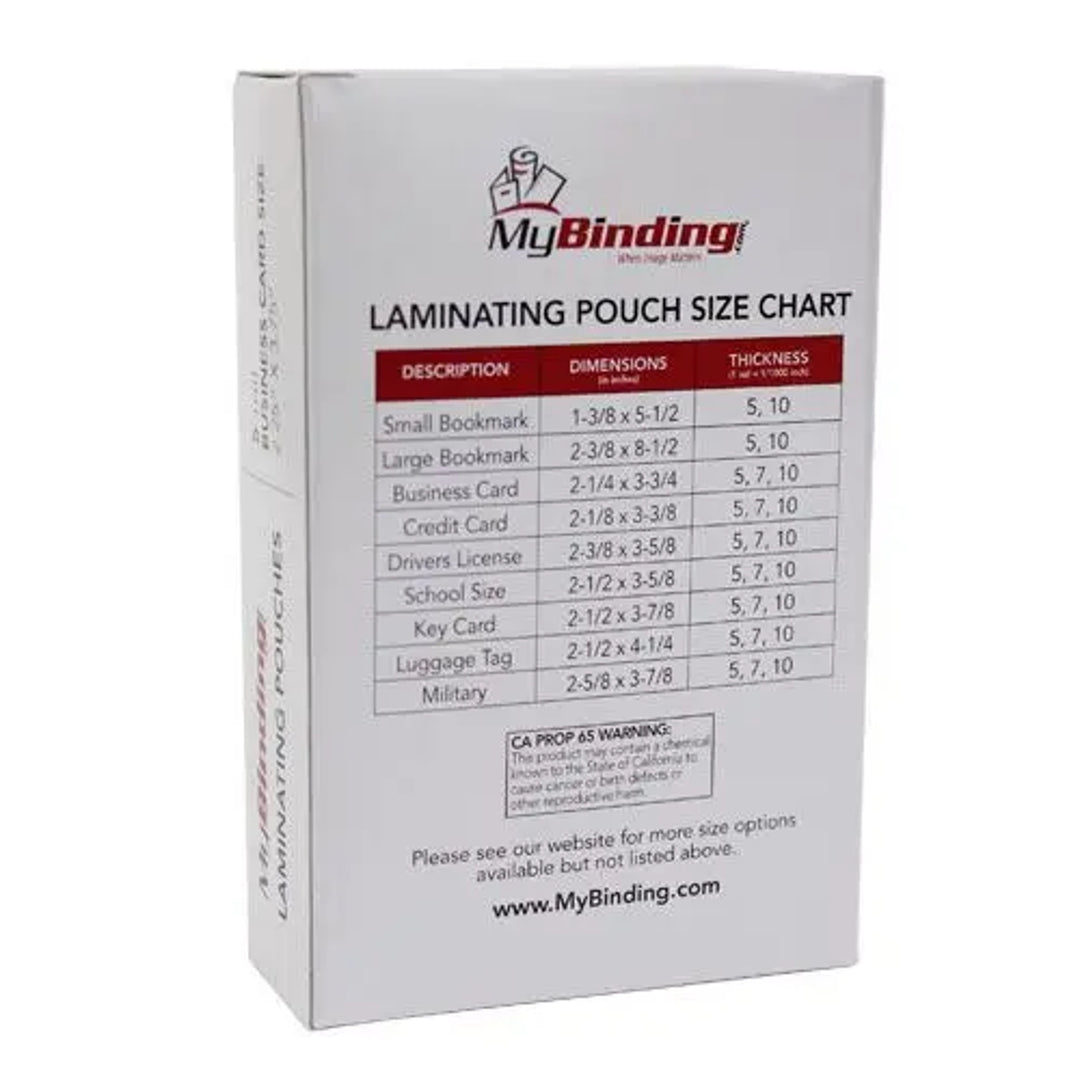 Business Card 2-1/4" x 3-3/4" Laminating Pouches 100pk