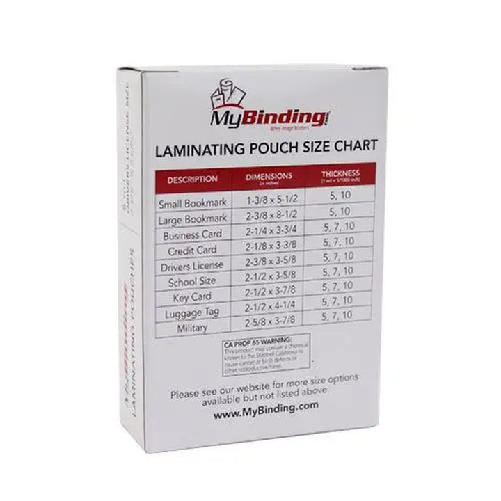 Driver's License 2-3/8" x 3-5/8" Laminating Pouches - 100pk
