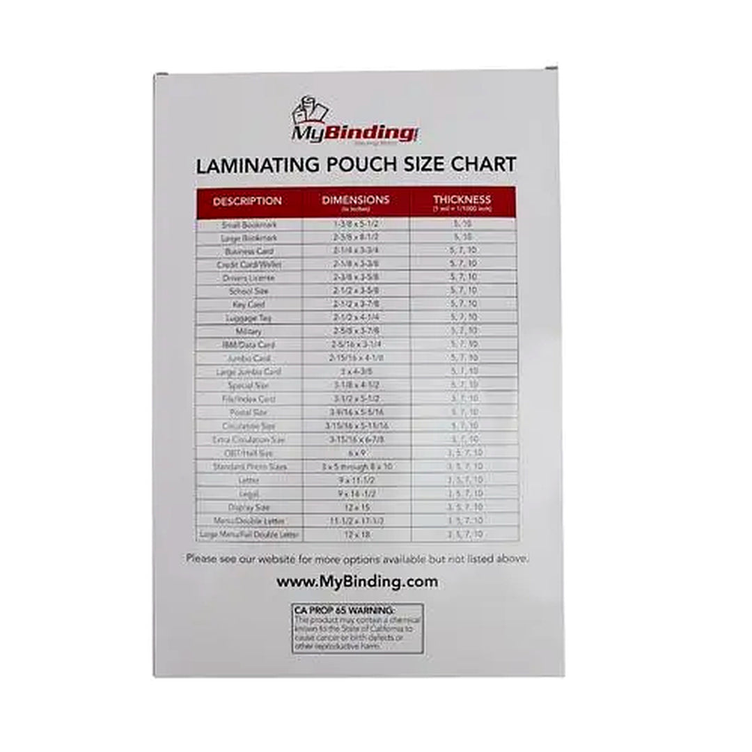 Large Menu 12" x 18" Pouches - 100pk