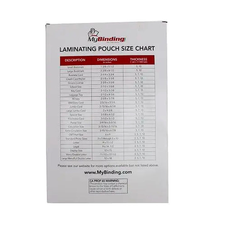10MIL Large Menu 12" x 18" Pouches - 50BX