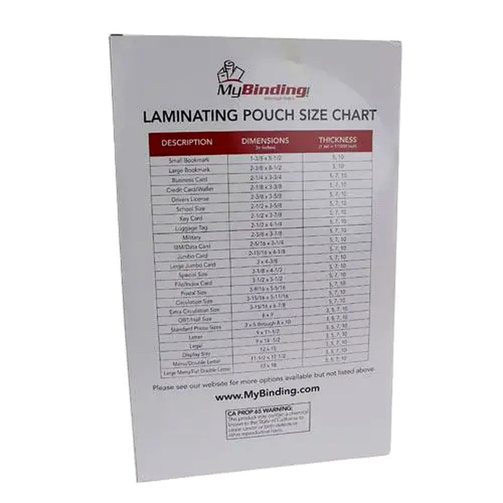 5MIL Legal Size 9" x 14-1/2" Laminating Pouches - 100pk