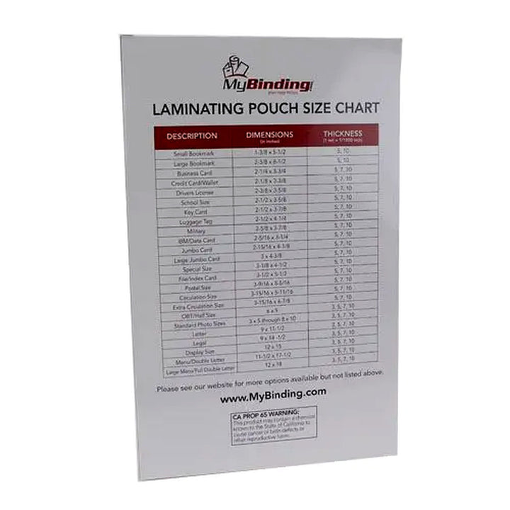 7MIL Legal Size 9" x 14-1/2" Laminating Pouches - 100pk